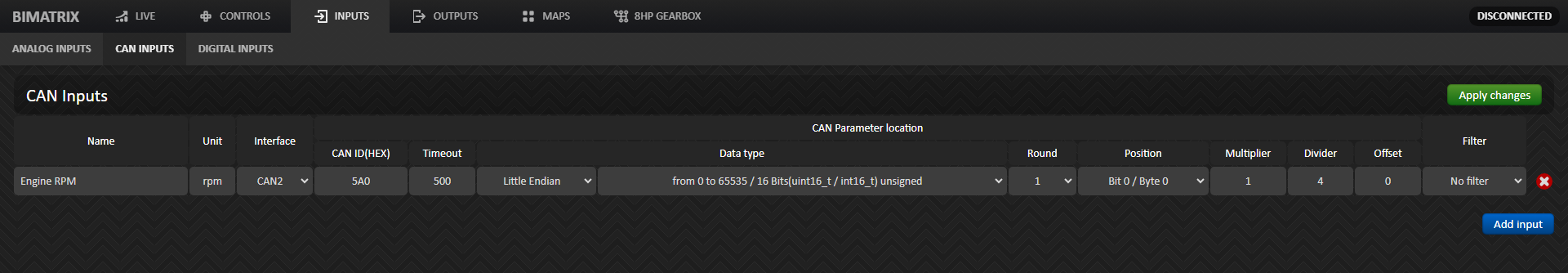 CAN Inputs